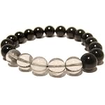 Obsidian Bracelet 23 Stretch Quartz 10mm Rainbow Black Clear Crystal Gemstone