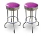 2 MAN CAVE Purple Glitter Vinyl 29'' Specialty Chrome Barstools Bar Stools