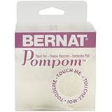 Spinrite Faux Fur Pom Pom, White Rabbit, 1 Per Package