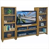 City Loft TV Stand with Bookcase Pier in Golden Oak