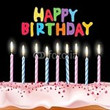 Wallmonkeys Peel and Stick Wall Decals - Blue and Pink Candles on a Birthday Cake - 48