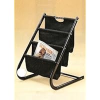 Modern Contemporary Style Black Metal and Cloth Magazine Rack