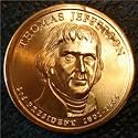 2007-S - THOMAS JEFFERSON - GEM PROOF - GOLDEN PRESIDENTIAL DOLLAR
