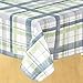 Everyday Luxuries Lexington Plaid Stain Resistant and Spill Proof with Flannel Backing Vinyl Tablecloth for Spring/Summer/Party/Picnic, Blue, 52