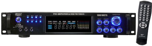 Pyle P1001AT 1000W Hybrid Pre Amplifier with AM/FM Tuner