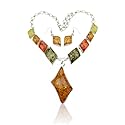 New Lady GP Color Fake Amber Earrings Statement Necklace Jewelry Set