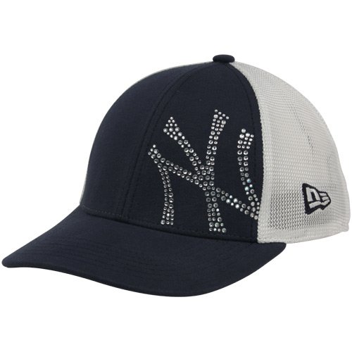 New Era New York Yankees Youth Girls Navy Blue-White Jersey Shimmer Mesh Back Adjustable Hat