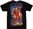 Iron Man with American Flag Black T-shirt Tee
