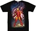 Iron Man with American Flag Black T-shirt Tee