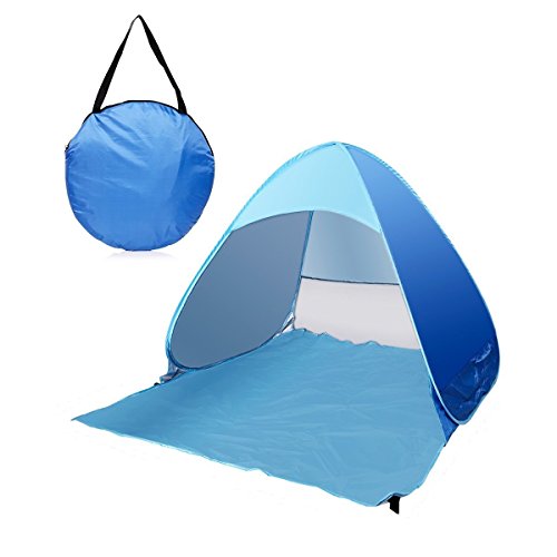 e-Joy 3-Person Automatic Pop Up Cabana Beach Tent, Light Blue
