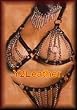 2 Piece Chain Bra with Leather trim and matching G-String, shown with item EML9389 in One Size or Queen Plus Size