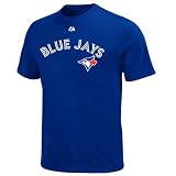 MLB Mens Toronto Blue Jays Official Wordmark Deep Royal Short Sleeve Basic Tee By Majestic (Deep Royal, Medium)