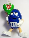 M&M Candy Blue M&M with Heart Balloon Christmas Ornament