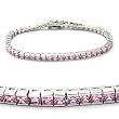 Sterling Silver Bracelets with Rose CZ, 7 Inches