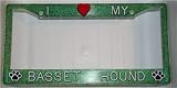 Paw Prints Green Glitter I Love My Basset Hound Frame