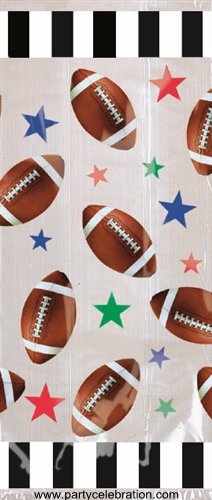 Football Large Cello Treat Bags with Green Twist Ties - 20/Pack