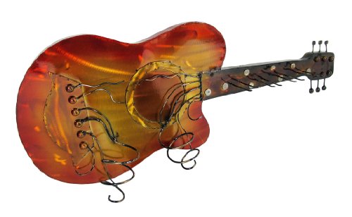 See 40 Inch Acoustic Guitar Metal 2 Bottle Wine Holder Wall Mount