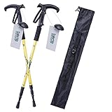 Datechip トレッキングポール　トレッキングステッキ　アルミ製 　Tグリップ　３段伸縮　ウォーキングポール アンチショック機能付き　登山用杖　登山ステッキ ハイキング　アウトドア　コンパクト　超軽量＆高強度