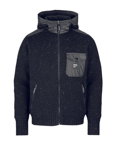 Bench Herren Strickjacke gef&uuml;ttert HARRIER, black, L, BMFA1013