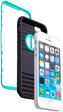 iPhone 5s Case, iLuvCell(TM) Brushed Series Armor Rugged Shockproof Defender Case for iPhone 5s (Cyan)