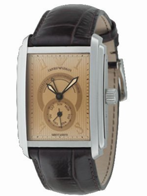 Emporio Armani Automatic, Brown Dial with Brown Leather Embossed Strap Band - Men's Watch AR4210