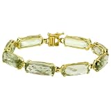 10k Yellow Gold Cushion Cut Green Quartz Bracelet, 7