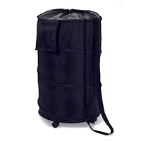 Honey-Can-Do HMP-01454 Deluxe Nylon Pop Up Clothing Hamper on Wheels Black 27 inches x 19 inches