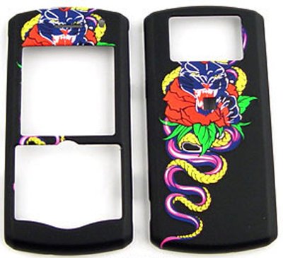 Blackberry Pearl 8100/8110/8120/8130 3D Embossed, Snake/Lepard/Rose, Black Hard Case/Cover/Faceplate/Snap On/Housing/Protector
