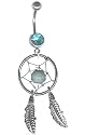 Aqua Dream Catcher Belly Rings Navel Rings Body Jewelry-5 post lengths available