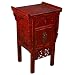 Handmade Asian Furniture - 31" Antique Style Dark Red Storage Cabinet / End Table W/ Crackled Finish