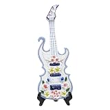 Guitare de decoration porcelaine nacre sur trepied
