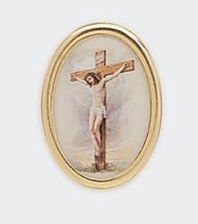Gold Plated Religious Lapel Pin - Crucifixion
