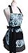 Flirty Aprons Bundle - 2 Items - Women's Aqua Damask Apron & Girl's Aqua Damask Apron