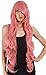 Charming Long Curly Halloween Pink Wig Full Hair Wigs for Women w/ Free Wig Cap