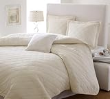 Laura Ashley Solid Quilt Set, Full/Queen, Cream