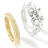 Sterling Silver / 22K Vermeil Cubic Zirconia Three-Stone & Pave Ring Set