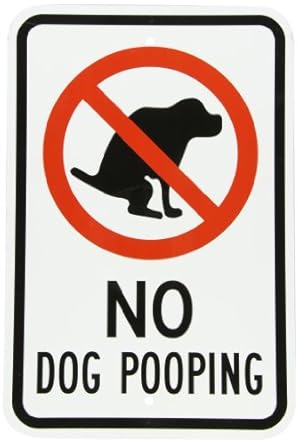 SmartSign Aluminum Sign, Legend &ldquo;No Dog Pooping&rdquo; with Graphic, 18" high
