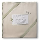 SwaddleDesigns Organic Ultimate Receiving Blanket - Natural with Sage Trim