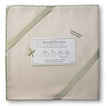 SwaddleDesigns Organic Ultimate Receiving Blanket - Natural with Sage Trim