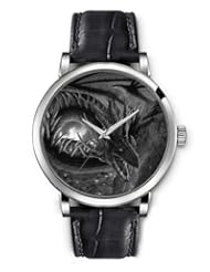 SPRAWL Aanalog Fashion Series Silver Ladies Watches of Genuine Black Leather Strap,Unique Wrist Watch for Women Girls Designed with Eye with a dragon head
