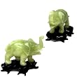 Pair of Jade Elephants with carved wooden stands