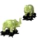 Pair of Jade Elephants with carved wooden stands
