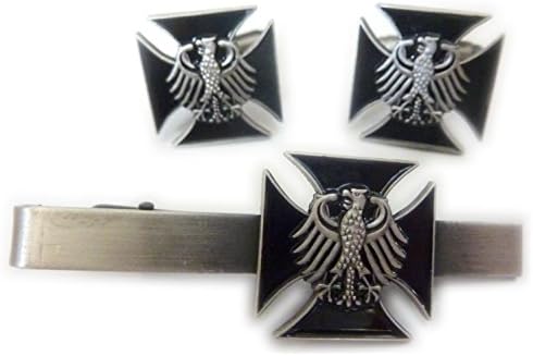 German Eagle IRON CROSS Military Army TIE BAR CUFFLINKS SET