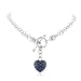 Blue Sapphire Heart Toggle Necklace in Sterling Silver -18
