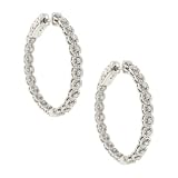 30mm Round Diamond Hoop Earrings w/ Milgrain Trim.45ct