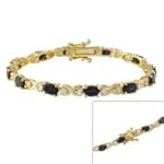 18k Gold over Sterling Silve Sapphire and CZ X & O Tennis Bracelet
