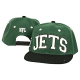 NFL Teams Embroidered Big Name and Logo Flat Bill Snap Back Hats - New York Jets