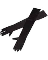 KAYSO Women's 22 Inch Classic Adult Size Long Opera Length Satin Gloves Black