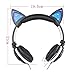 Fashional Cat Ear Headphones, IPRO Cat Earphone-LED Glowing Cat Ear Head phone-Cute Headphone for Computer,Tablet,Phone,MP3,MP4,etc-Black