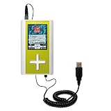 Coiled Power Hot Sync and Charge USB Data Cable w/ Tip Exchange for the Toshiba Gigabeat F60 MEGF60 - Gomadic Brand